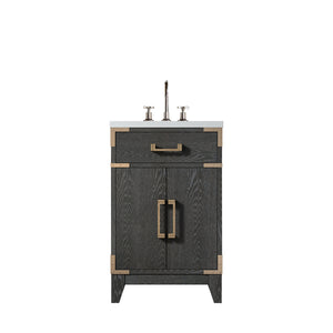 English Elm Black Oak Single Bath Vanity 20" W X 18" D With Acrylic Top, Faucet & Soft-Close Storage Cabinet B2731P260889