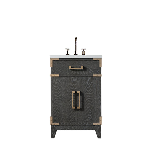 English Elm Black Oak Single Bath Vanity 20" W X 18" D With Acrylic Top, Faucet & Soft-Close Storage Cabinet B2731P260889