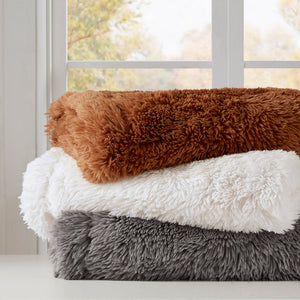 JLA Home Madison Park - Faux Fur Throw 50x60" Madison Park Haven Plush Long Faux Fur with Velvet Reverse, Machine Washable, Oeko-Tex Certified Luxe MP50-8242