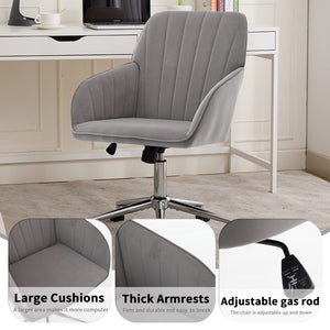 English Elm Ty Ergonomic Swivel Office Chair - Luxurious Gray Velvet, Memory Foam Comfort For Extended Sitting W2311P199108-GIGA