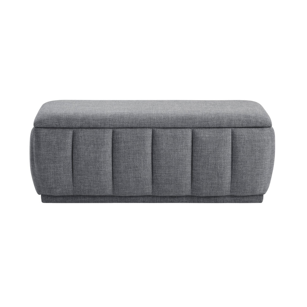 English Elm Modern Gray Textured Storage Bench with Foam Cushion, 300lb Capacity, No Assembly, 47" Long Upholstered Seat Perfect for Entryway Bedroom Living Room B011P298380