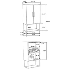English Elm Washoe Rustic Walnut & Black 2-Door Bar Cabinet with Wine Rack, Stemware Storage, Industrial Frame B062P358300