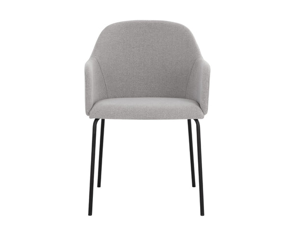 Sunpan HENSLEY Dining Armchair in Mina Warm Grey - Chic Comfort, Modern Design, Durable Metal Legs, Versatile Style 108914