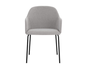 Sunpan Hensley Dining Armchair - Modern Urban Design with Faux Leather and Stylish Matte Black Legs Mina Warm Grey