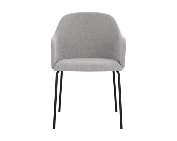 Sunpan Hensley Dining Armchair - Modern Urban Design with Faux Leather and Stylish Matte Black Legs Mina Warm Grey