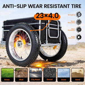English Elm Upgraded Fat Tire Bicycle Cargo Trailer Heavy Duty Foldable Hauler for Camping Trips W2932P417634