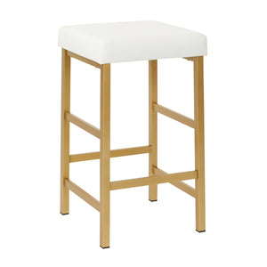 OSP Home Furnishings 26" Gold Backless Stool White