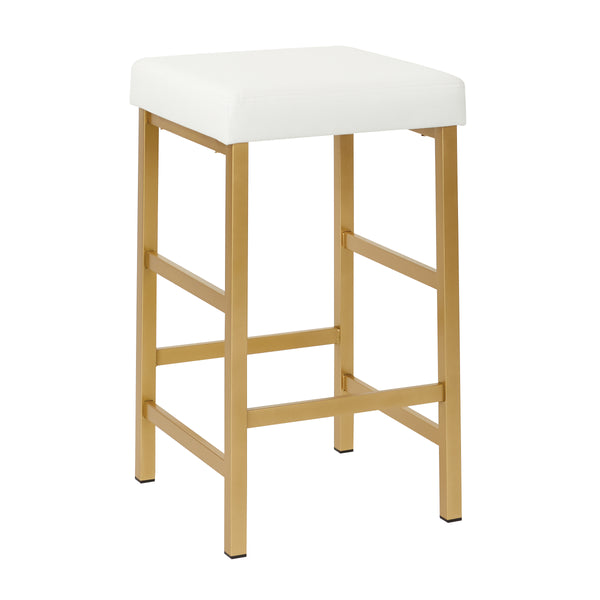 OSP Home Furnishings 26" Gold Backless Stool White