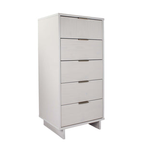 English Elm Granville 24" White 5-Drawer Chest With Gold Hardware – Elegant Storage & Modern Glam Design B365S00068