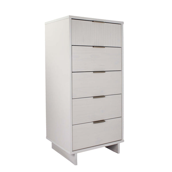 English Elm Granville 24" White 5-Drawer Chest With Gold Hardware – Elegant Storage & Modern Glam Design B365S00068
