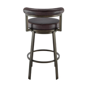 English Elm Reuben Swivel Counterstool with Faux Leather Seat and Industrial Black Metal Frame Brown B2736P464848