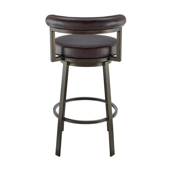 English Elm Reuben Swivel Counterstool with Faux Leather Seat and Industrial Black Metal Frame Brown B2736P464848