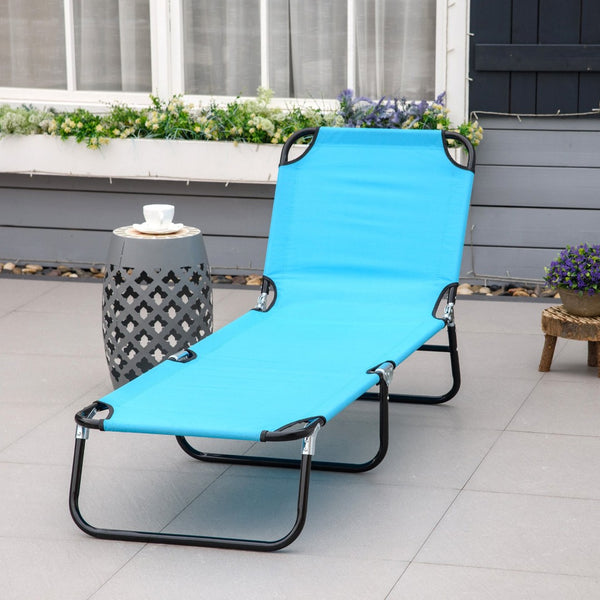 English Elm Outsunny Folding Chaise Lounge Chairs - 5-Level Recline, Portable Steel Frame For Beach & Patio Use W2225P249606-GIGA