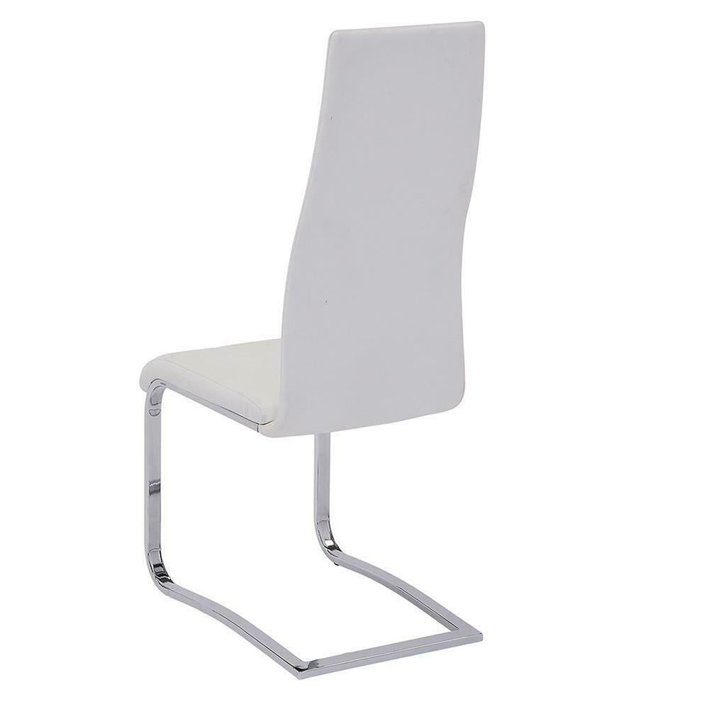 English Elm Set Leatherette Upholstered Dining Side Chairs with Ergonomic Contour, Chrome Legs, Modern Minimalist Flair White B016P223043