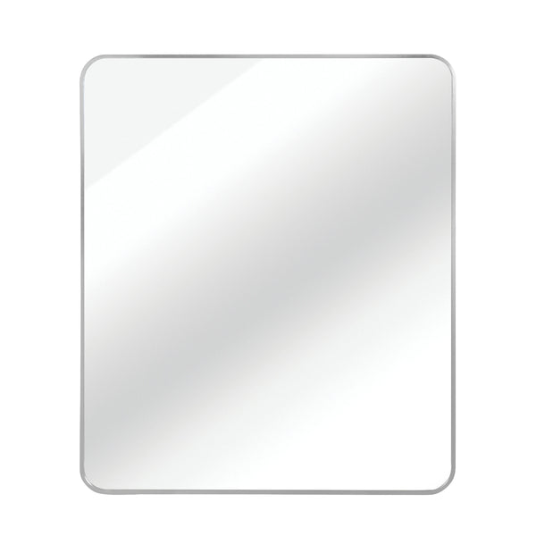 English Elm Silver 30x40 Rectangular Bathroom Wall Mirror - 4mm HD Shatterproof Glass, Brushed Aluminum Frame, Rust-Resistant Hooks W2203P310397