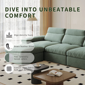 English Elm This modular cloud sofa offers adjustable reclining back, down-filled cushions, hidden storage and plush comfort for modern spaces Dark Green W3820S00006