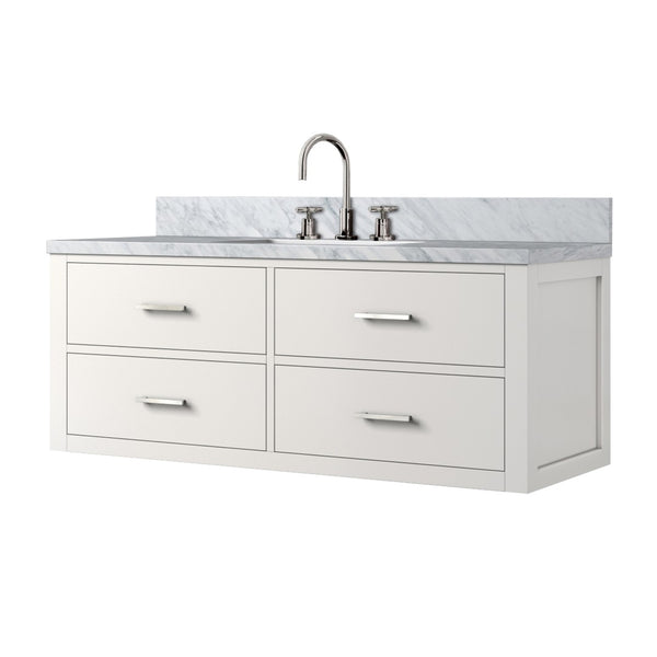 English Elm White Single Bath Vanity With Carrara Marble Top & Chrome Faucet Set - Elegant, Durable Design B2731P258020-GIGA