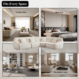 English Elm [video]123.2 Inch Chenille Modular Sectional Sofa Four Seat Cloud Cushion Living Room Beige W3505S00060