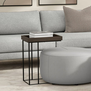 English Elm Gallagher Mango Wood C-shaped Side Table with Black Metal Frame for Sofa or Bed B136P419865