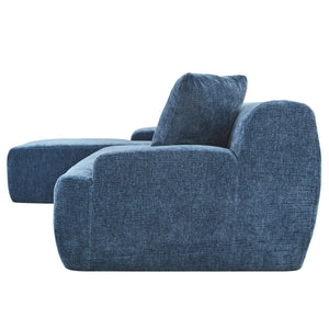 English Elm U_Style Modern Large L-Shape Modular Sectional Sofa with Foam+Pocket Spring Comfort, 3-Seater Lounge Blue WY000416AAC