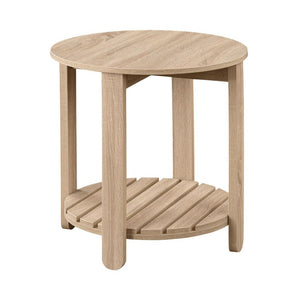 English Elm Round Engineered Wood Side Table With Bottom Shelf – Farmhouse Charm & Versatile Natural Finish B016P379371-GIGA