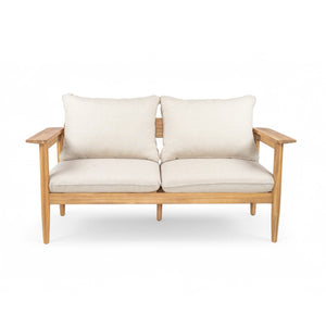 English Elm Terassi Solid Acacia Wood Outdoor Chat Set with Cushioned Club Chairs and Sofa TERASSI 3PCS CHAT SET