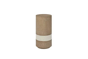English Elm Spot Sculptural Table Toffee with Cream Marble Band — 12x12x24" Solid Wood Accent Side Table B2699P373203