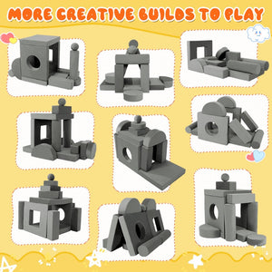 English Elm 14pcs Modular Foam Play Couch Set Convertible Toddler Fort Builder for Playrooms Dark Gray T5880P493428