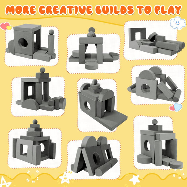 English Elm 14pcs Modular Foam Play Couch Set Convertible Toddler Fort Builder for Playrooms Dark Gray T5880P493428