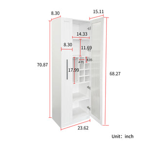 English Elm Kitchen Pantry Cabinet - Versatile Pull-Out Storage Shelf With Glass Doors For Farmhouse Charm & Organization W331S00189