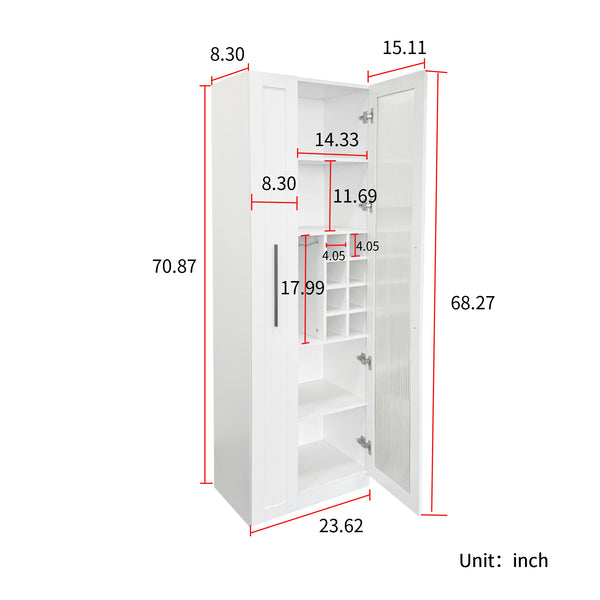 English Elm Kitchen Pantry Cabinet - Versatile Pull-Out Storage Shelf With Glass Doors For Farmhouse Charm & Organization W331S00189