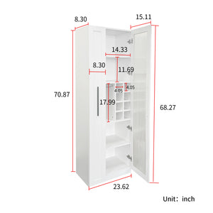 English Elm Kitchen pull-out pantry cabinet with 7-tier expandable shelves, smooth-glide organizers, farmhouse white storage solution for kitchen and dining rooms W331S00189 W331S00189