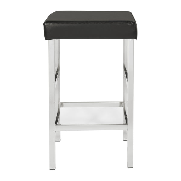 OSP Home Furnishings 26" Polished Chrome Backless Stool Black