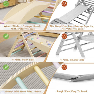 English Elm 5 in 1 Pikler Triangle Wooden Climbing Set Montessori Toddler Indoor Play Gym T3210P426420