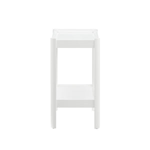 English Elm Yonda White Nightstand with Two Raised-Edge Shelves, Rounded Corners, Floor Glides — Solid Wood/MDF Elegance B050P376964