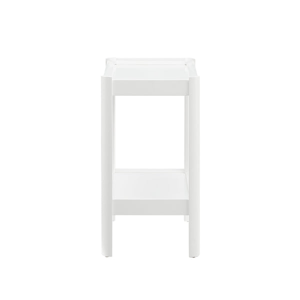 English Elm Yonda White Nightstand with Two Raised-Edge Shelves, Rounded Corners, Floor Glides — Solid Wood/MDF Elegance B050P376964