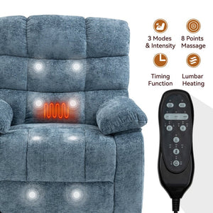 English Elm Lift Recliner Chair Dual Motor Chenille Upholstered with Heat Massage for Living Room W3224P293251