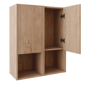 English Elm 24" Bathroom Side Cabinet - Wall-Mounted Design, Soft-Close Doors, Durable Plywood, Space-Saving Storage W999S00373