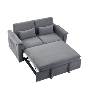 English Elm Modern Fabric Convertible Loveseat Sleeper Sofa Bed with Adjustable 3-Level Backrest, Twin Pull-Out for Small Spaces Grey W1123P283618