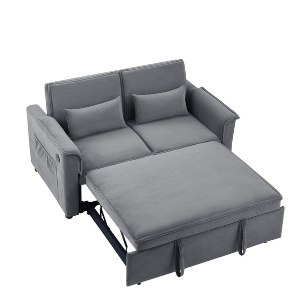 English Elm Modern Fabric Convertible Loveseat Sleeper Sofa Bed with Adjustable 3-Level Backrest, Twin Pull-Out for Small Spaces Grey W1123P283618