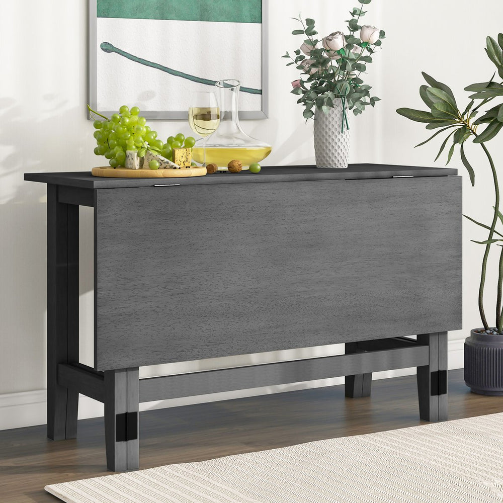 English Elm TOPMAX Farmhouse Extendable Drop Leaf Dining Table Seats 4 Rustic Acacia Veneer MDF Top Solid Wood Legs 47-inch Gray N717P195019E