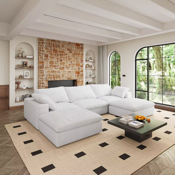 English Elm Large Modular Cloud Sofa Set - 5 Seats, Down-Filled Comfort, Customizable Layouts For Modern Spaces W2824S00021