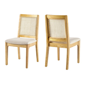 Solid Wood Dining Chair with Rattan Inset Back - Set of 2 Natural CATD1ENA Walker Edison