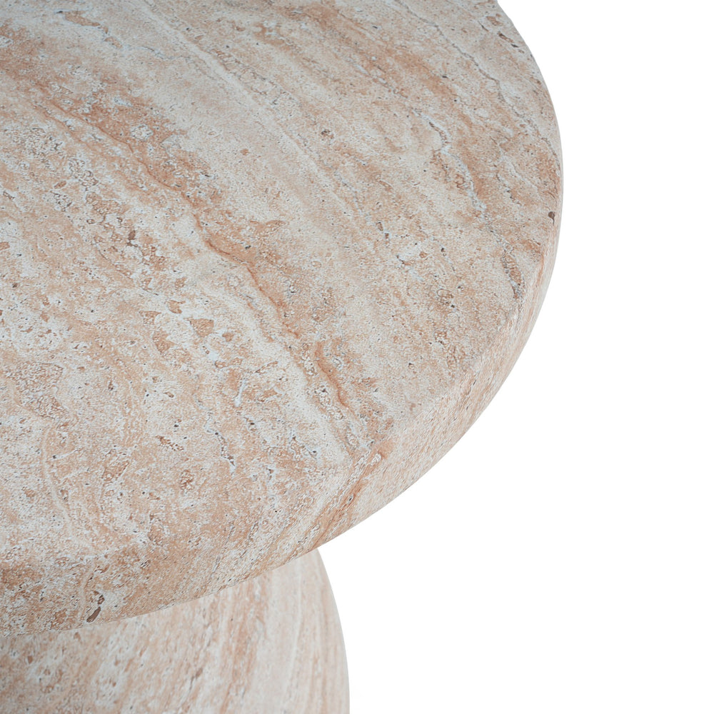 English Elm Christopher Knight Home® - Outdoor/Indoor Travertine Lightweight Concrete Side Table — Beige Hourglass Accent, Durable MGO Stone Look (93) N773P193923Z