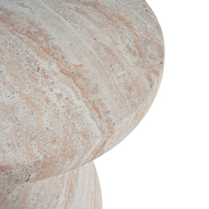 English Elm Christopher Knight Home® - Outdoor/Indoor Travertine Lightweight Concrete Side Table — Beige Hourglass Accent, Durable MGO Stone Look (93) N773P193923Z