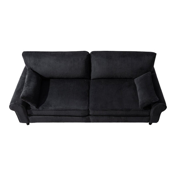 English Elm 80.7" Corduroy Upholstered Loveseat with Rolled Arms Solid Wood Iron Frame Modern W5515P488201
