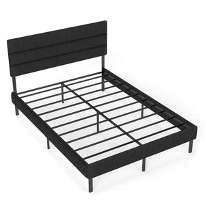 English Elm Queen Upholstered Platform Bed Fabric Headboard 14 Inch Storage No Box Spring T3963P383602