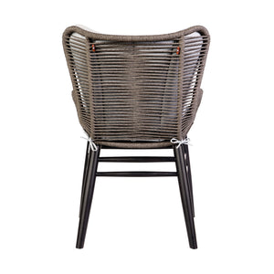 English Elm Jaelen Weather-Resistant Outdoor Dining Chair in Dark Eucalyptus & Truffle Rope with Gray Cushion, Durable B2736P354276