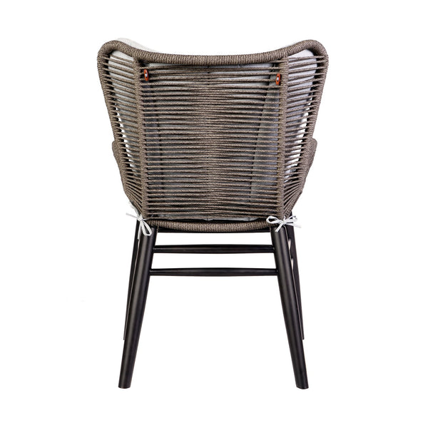 English Elm Jaelen Weather-Resistant Outdoor Dining Chair in Dark Eucalyptus & Truffle Rope with Gray Cushion, Durable B2736P354276
