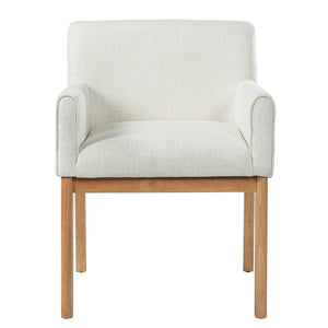 English Elm Modern Upholstered Arm Dining Chair Set Rubberwood Legs Foam Padded High Back Beige,Natural N768P396376N